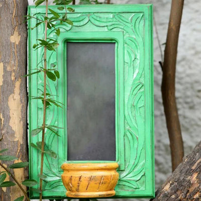 Green & Yellow Mango Wood Mirror