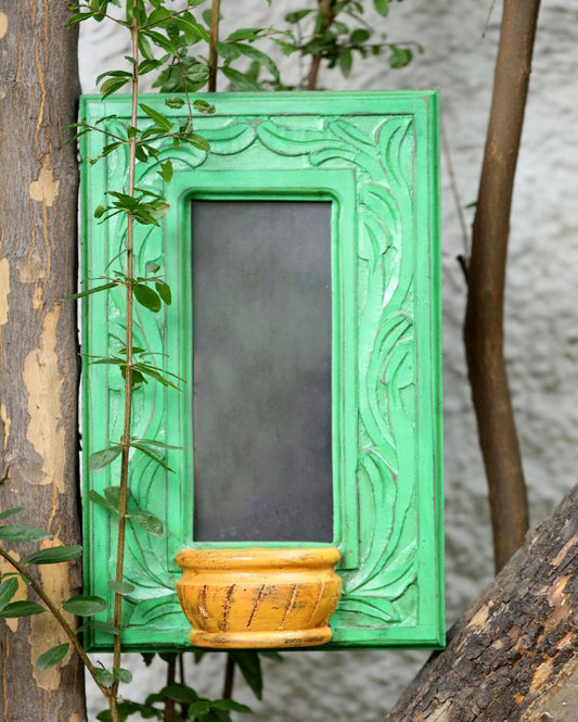 Green & Yellow Mango Wood Mirror