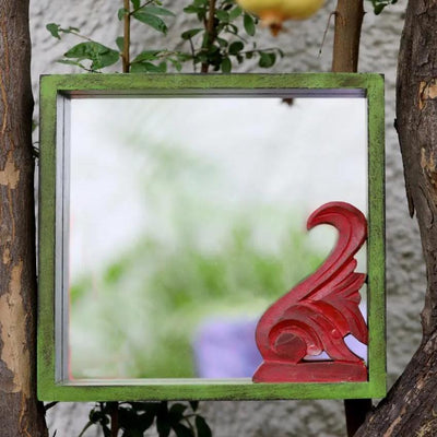 Antique Green And Red Mirror