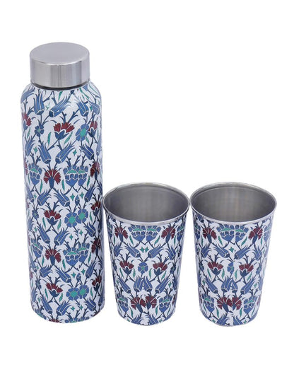 Blue Ornamental Iznik 1 Bottle with 2 Tumblers Gift Set