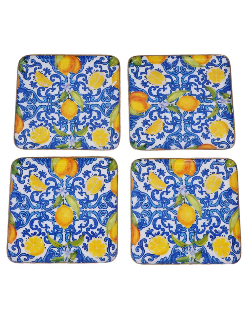 Turkish Lemone Square Metal Side Plates | Set of 4 | 6 x 6 inches