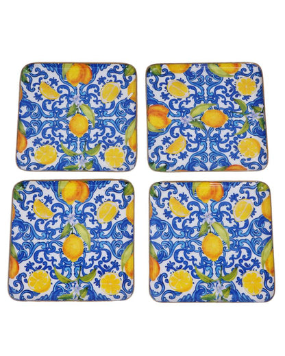 Turkish Lemone Square Metal Side Plates | Set of 4 | 6 x 6 inches