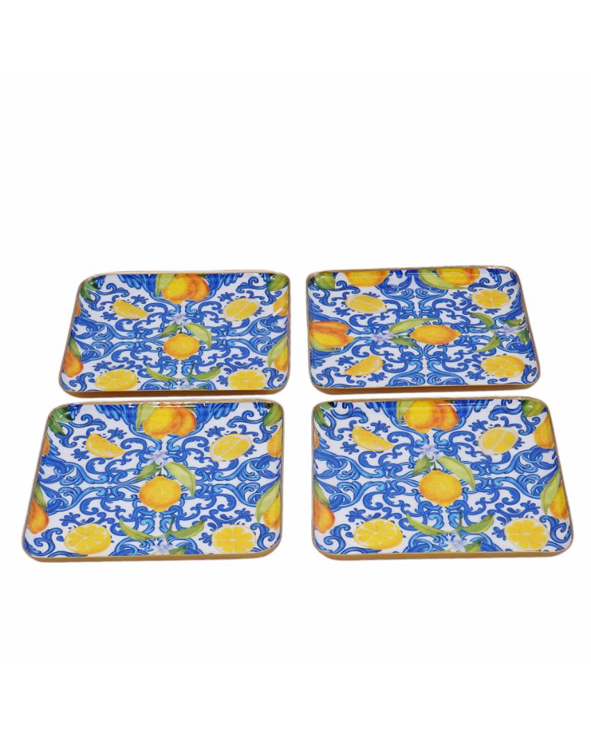 Turkish Lemone Square Metal Side Plates | Set of 4 | 6 x 6 inches