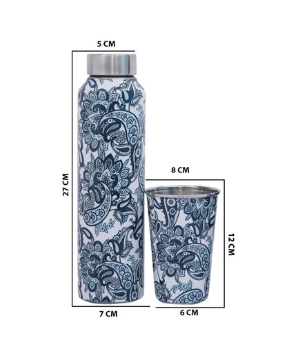 Indigo Paisley 1 Bottle with 2 Tumblers Gift Set