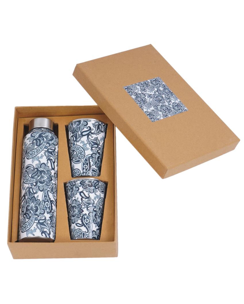 Indigo Paisley 1 Bottle with 2 Tumblers Gift Set