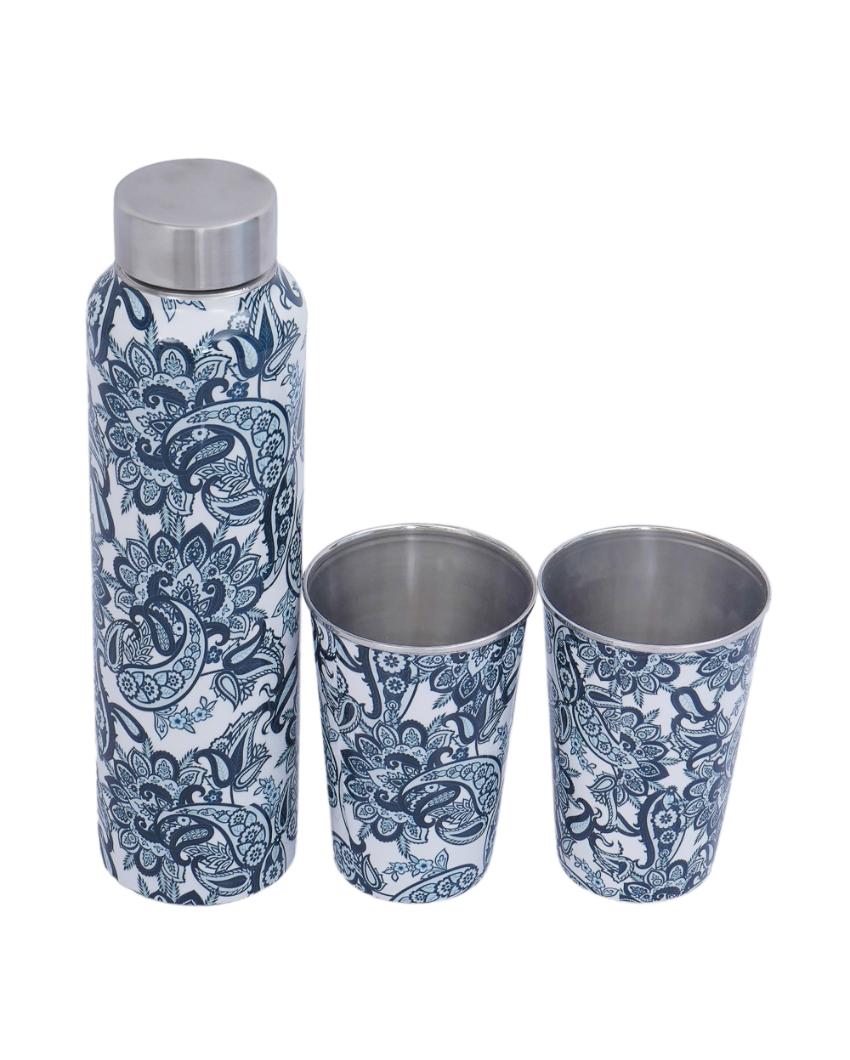 Indigo Paisley 1 Bottle with 2 Tumblers Gift Set