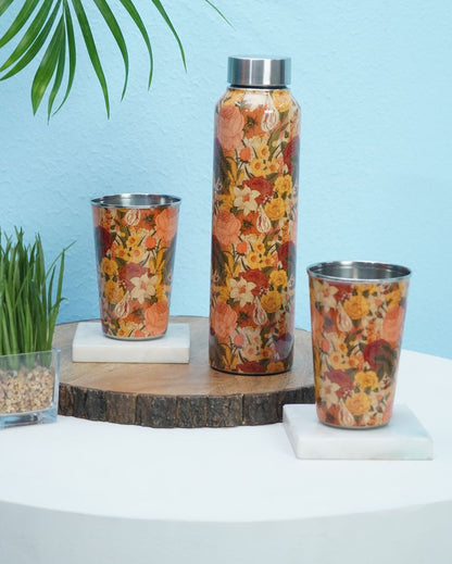 Vintage Garden 1 Bottle with 2 Tumblers Gift Set