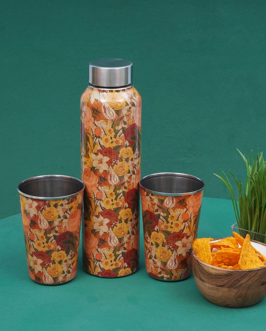 Vintage Garden 1 Bottle with 2 Tumblers Gift Set