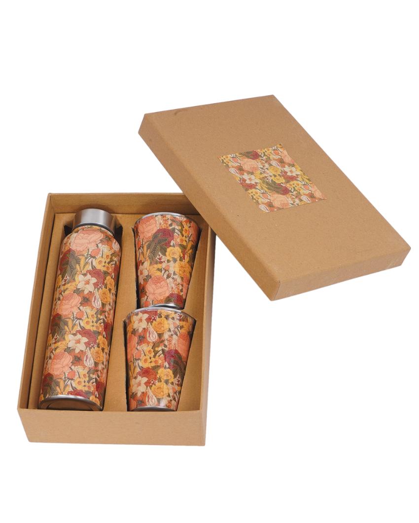 Vintage Garden 1 Bottle with 2 Tumblers Gift Set