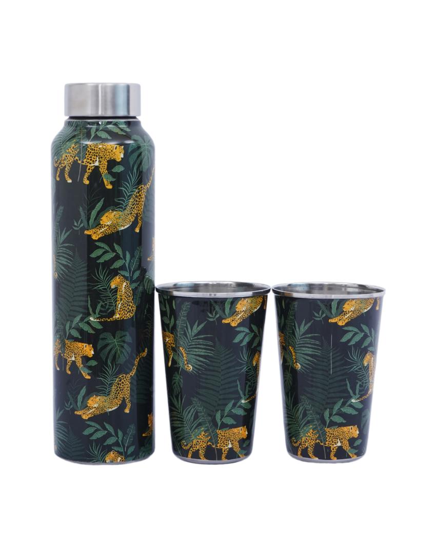 Wild Jungle Print 1 Bottle with 2 Tumblers Gift Set