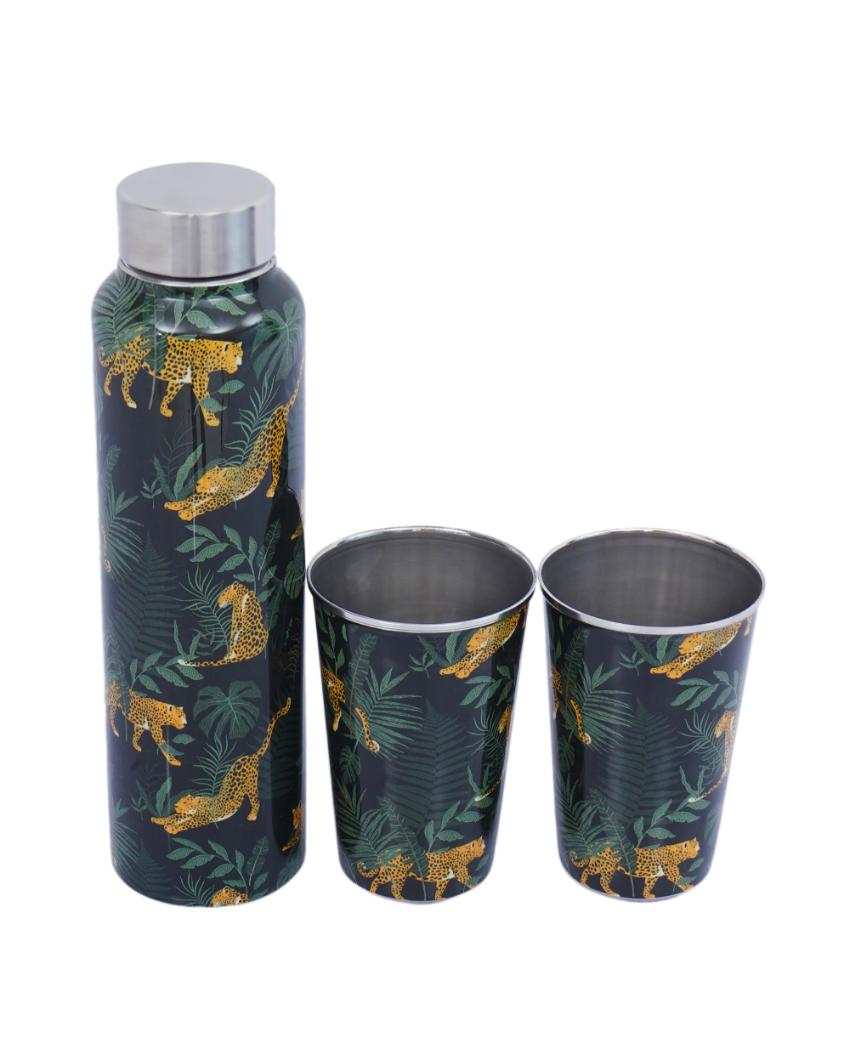 Wild Jungle Print 1 Bottle with 2 Tumblers Gift Set