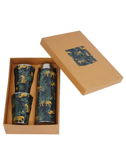 Wild Jungle Print 1 Bottle with 2 Tumblers Gift Set