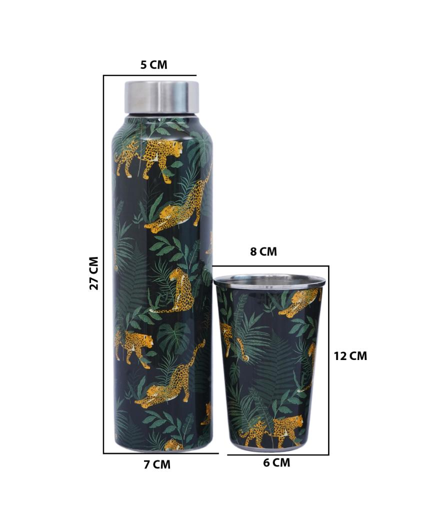 Wild Jungle Print 1 Bottle with 2 Tumblers Gift Set