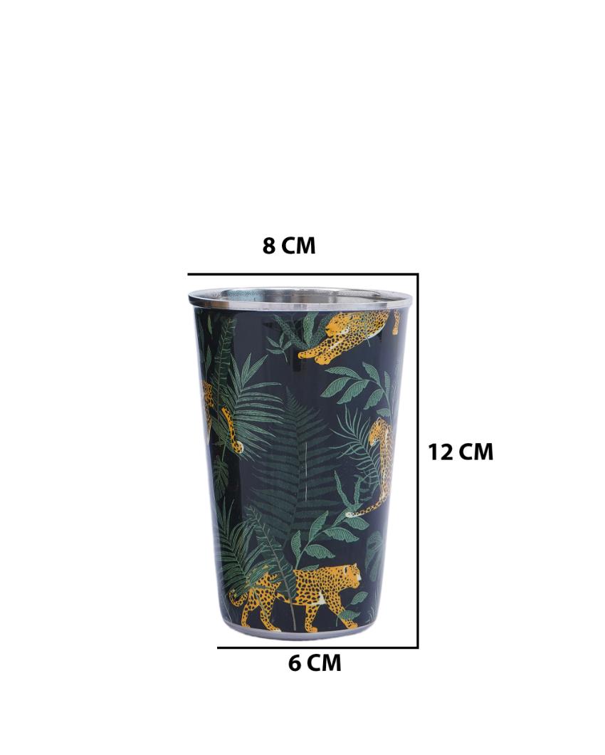 Wild Jungle Print Stainless Steel Tumblers | Set of 2 | 3 x 5 inches