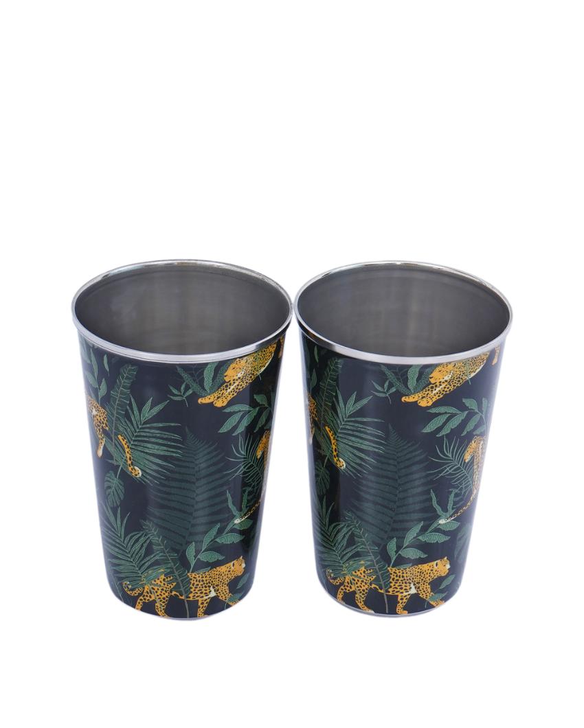 Wild Jungle Print Stainless Steel Tumblers | Set of 2 | 3 x 5 inches