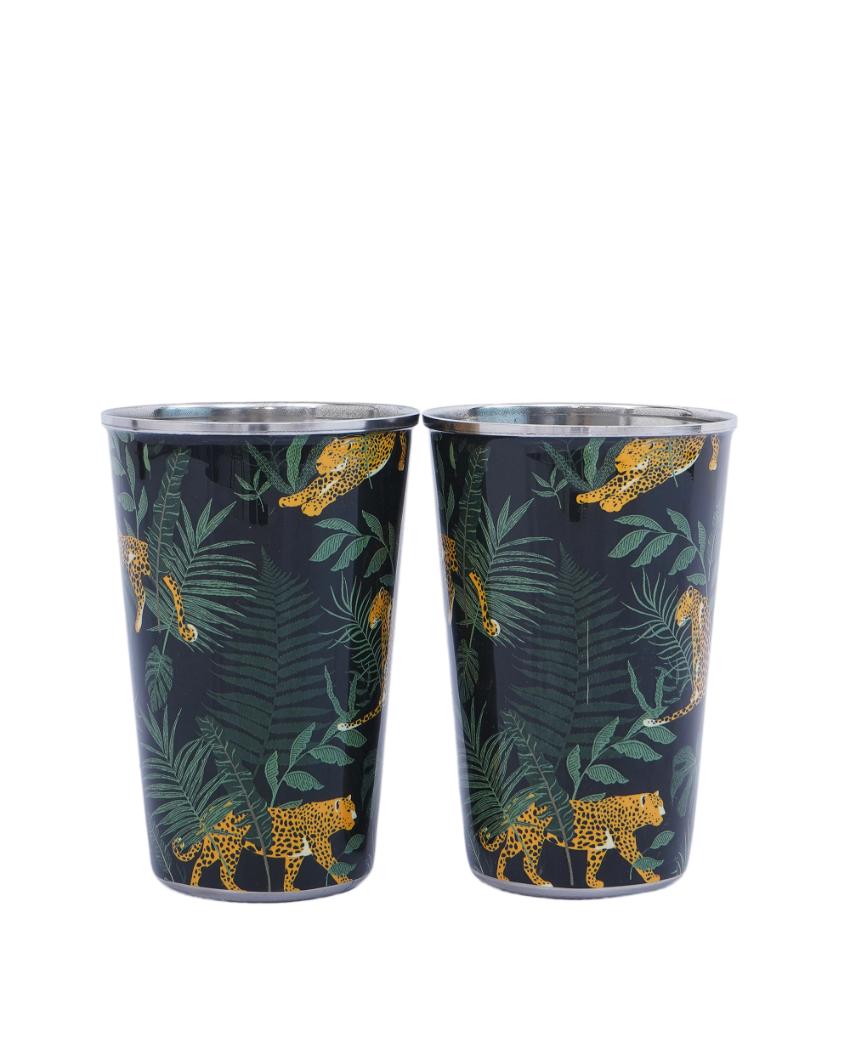 Wild Jungle Print Stainless Steel Tumblers | Set of 2 | 3 x 5 inches