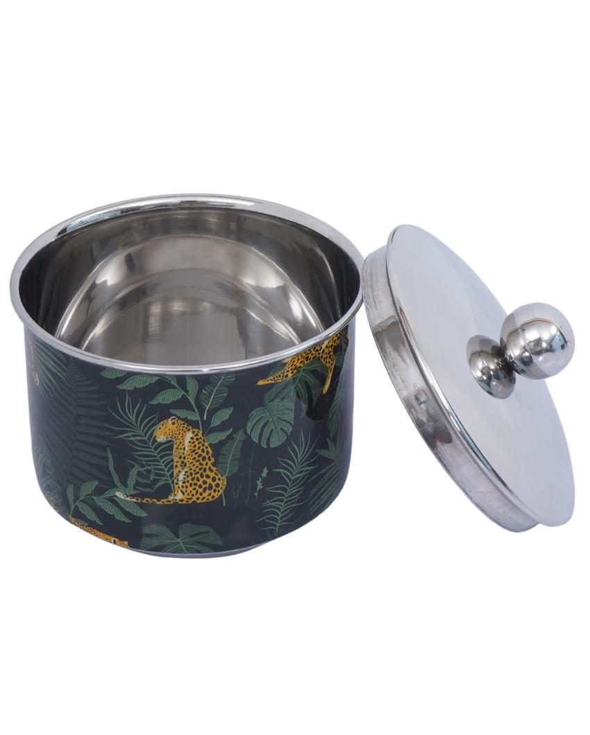 Jungle Print Stainless Steel Jars | Set Of 2 | 4 x 4 inches