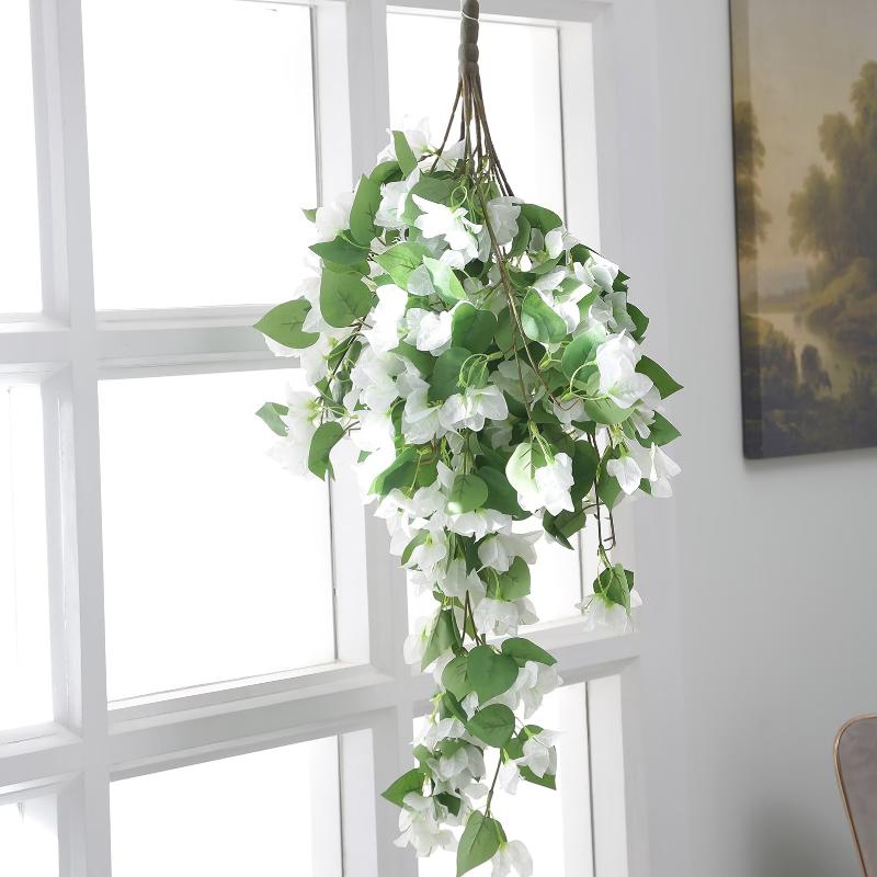 Decorative Artificial Hanging Bougainvillea Flower | 34 Inch White