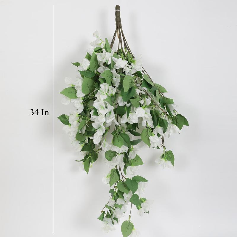 Decorative Artificial Hanging Bougainvillea Flower | 34 Inch White