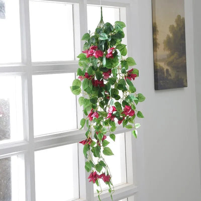 Fourwalls Artificial Hanging Bougainvillea Flower | 38 Inch Pink