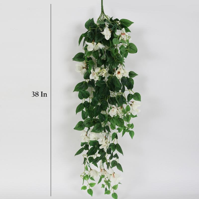 Fourwalls Artificial Hanging Bougainvillea Flower | 38 Inch White