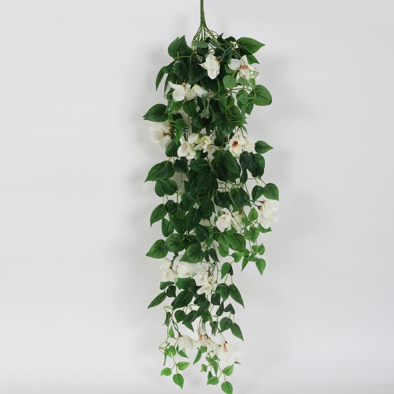 Fourwalls Artificial Hanging Bougainvillea Flower | 38 Inch White