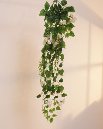 Artificial Wisteria Vine Ratta Fake Hanging Garland Silk Long Bush Flowers | 37 Inches White