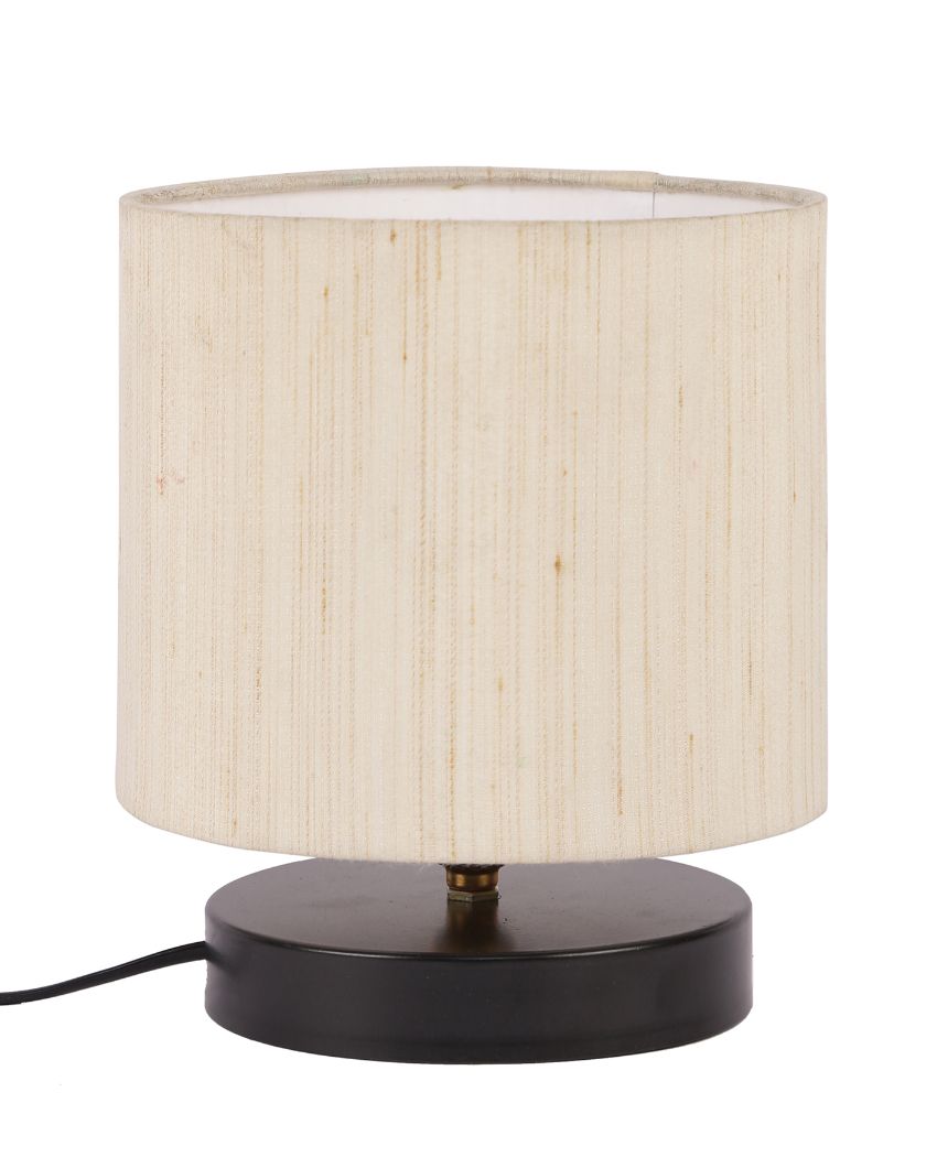 Fashionable Off-White Cotton Drum Designer Table Lamp For Home Decor