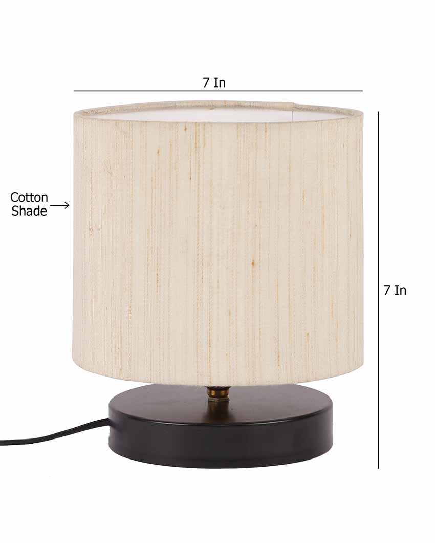 Fashionable Off-White Cotton Drum Designer Table Lamp For Home Decor