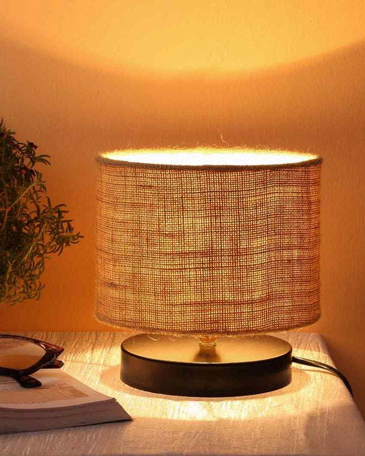 Fashionable Beige Jute Designer Table Lamp For Home Decor