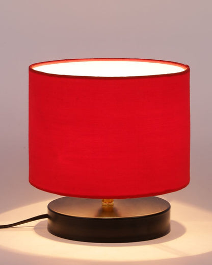 Attractive Cotton Drum Designer Table Lamp For Home Decor Red