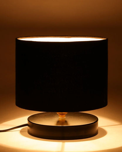 Attractive Cotton Drum Designer Table Lamp For Home Decor Black