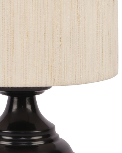 Stylish Cotton Drum Designer Table Lamp With Iron Base Off White