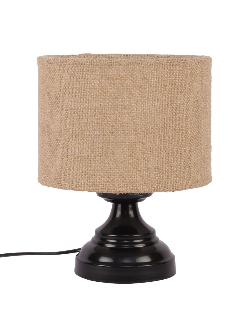 Charming Beige Jute Designer Table Lamp With Iron Base