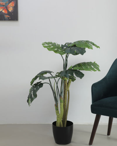 Head-Turning Artificial Monstera Plant with Pot | 4 Feet