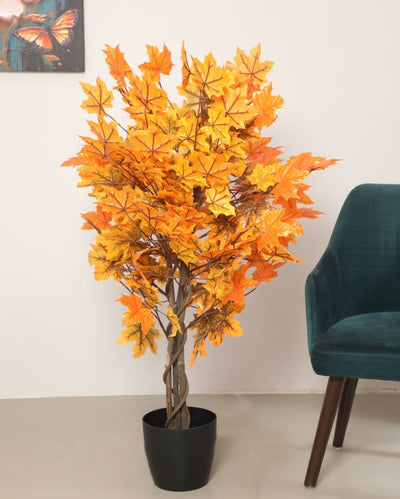 Artificial Maple Plant Tree with Pot for Interior Home and Office Decor | 4.5 Feet