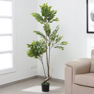 Artificial Topiary Ficus Plant With Black Pot For Office Decor