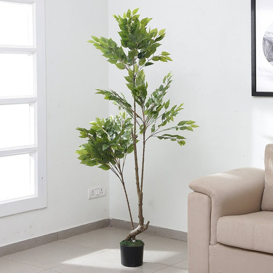 Artificial Topiary Ficus Plant With Black Pot For Office Decor