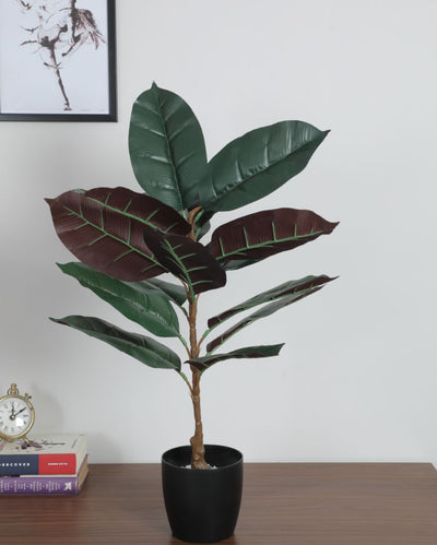 Lavish Artificial Green Banana Plant with Basic Black Pot | 2.3 Feet