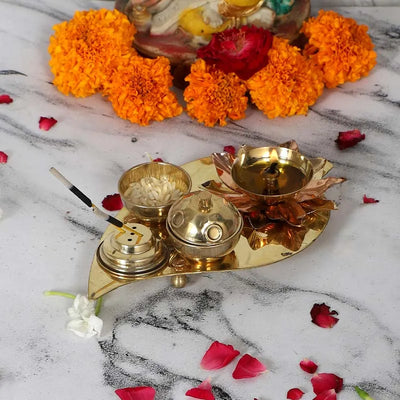 Beetel Leaf Small Brass Pooja Thali Default Title