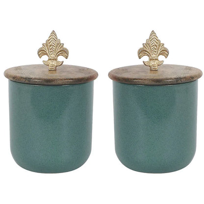 Ceramic Jars With Lid | Set of 2 Green