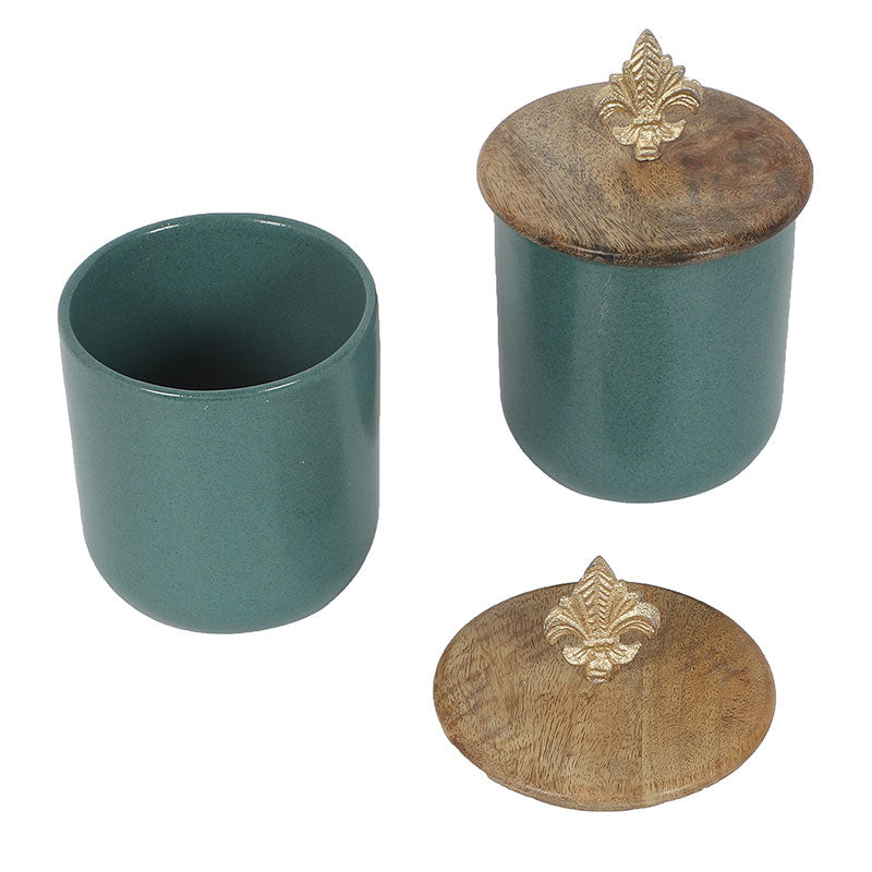 Ceramic Jars With Lid | Set of 2 Green