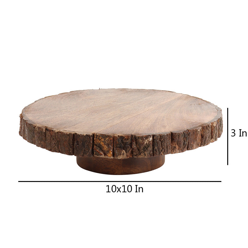 Mango Wood Revolving Cake Platter with Server Set Default Title