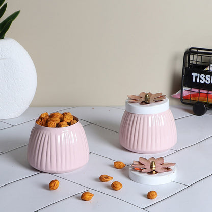 Metal Jars | Set of 2 Light Pink