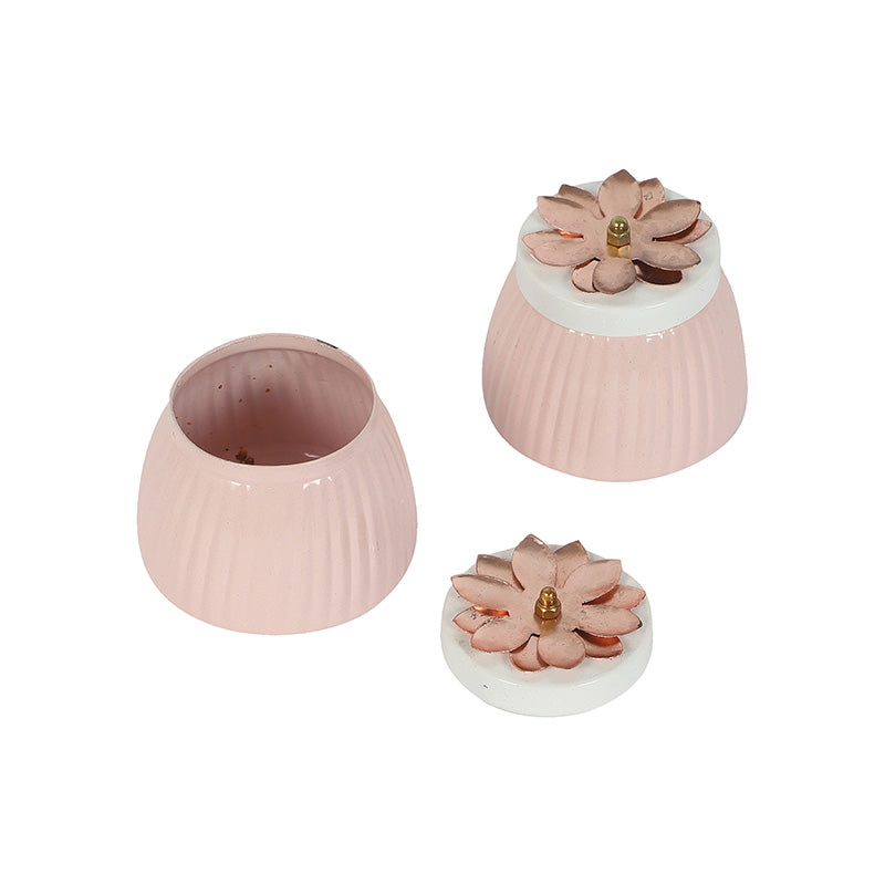 Metal Jars | Set of 2 Light Pink