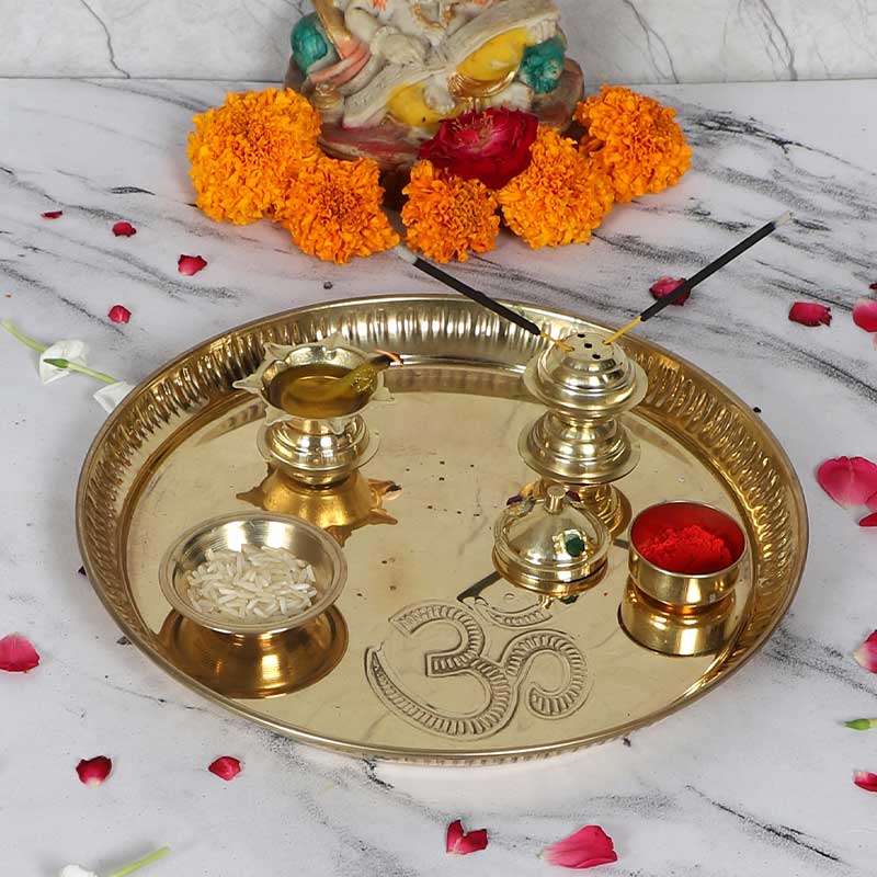 Om Brass Small Pooja Thali Default Title