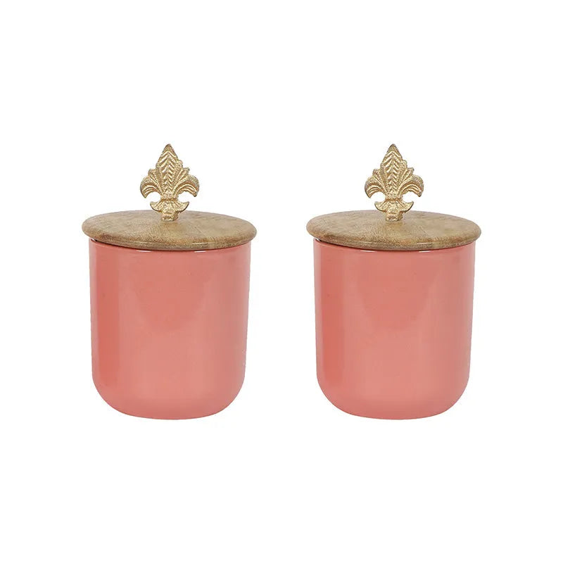 Ceramic Jars With Lid | Set of 2 Pink