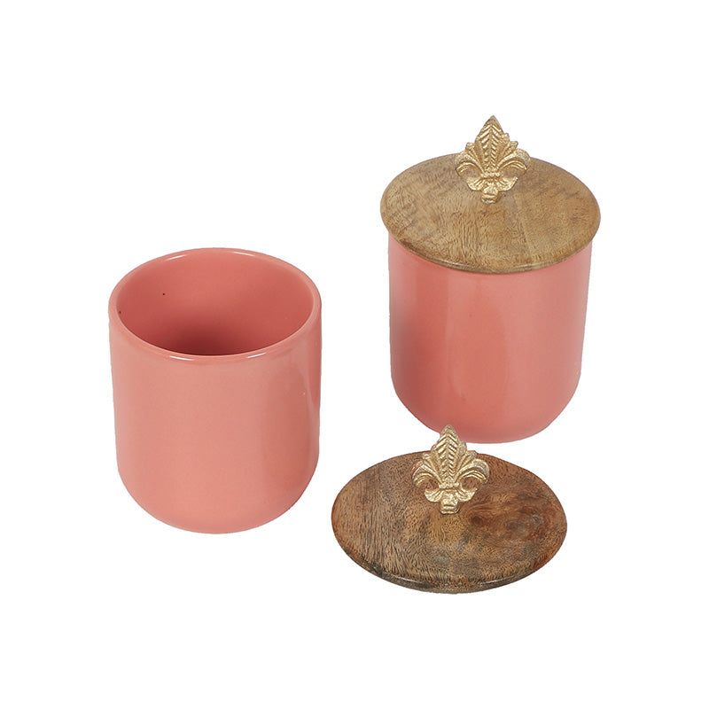 Ceramic Jars With Lid | Set of 2 Pink