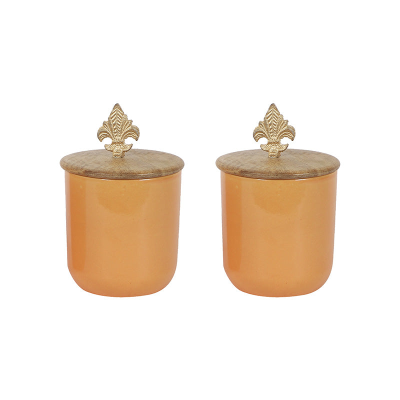 Ceramic Jars With Lid | Set of 2 Yellow