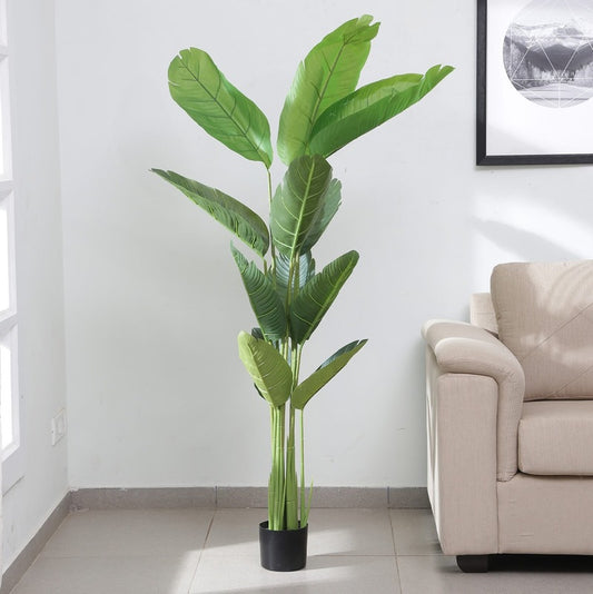 Artificial Banana Leaves Plant with Plastic Pot 72 Inches